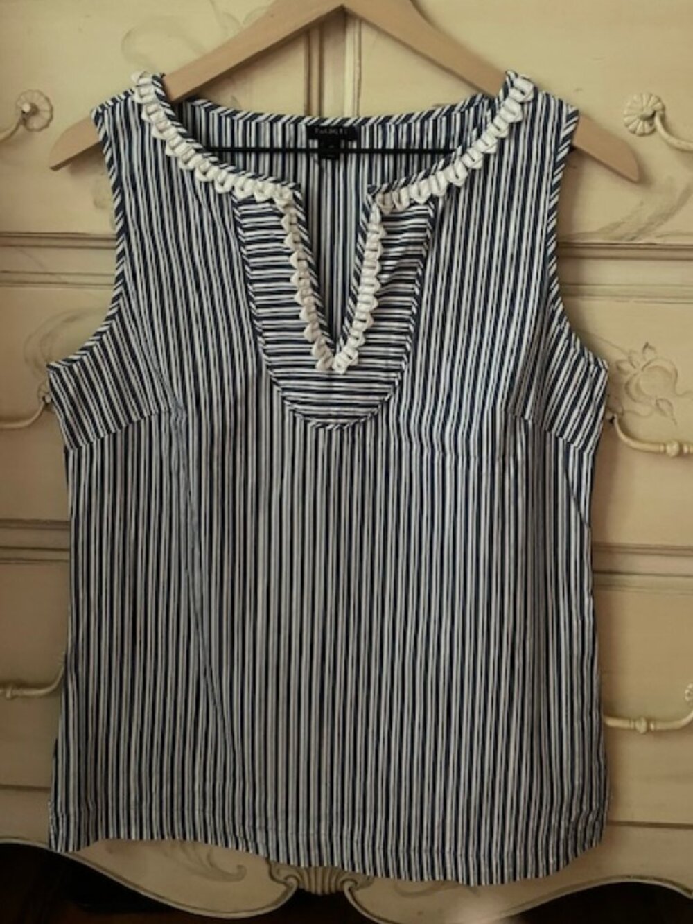 Talbots V-Neck Striped Sleeveless Tunic Top- size 10